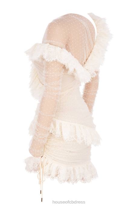 House of CB Sorrel Ivory Lace Frill Mini Dress Clothing 4H6N620