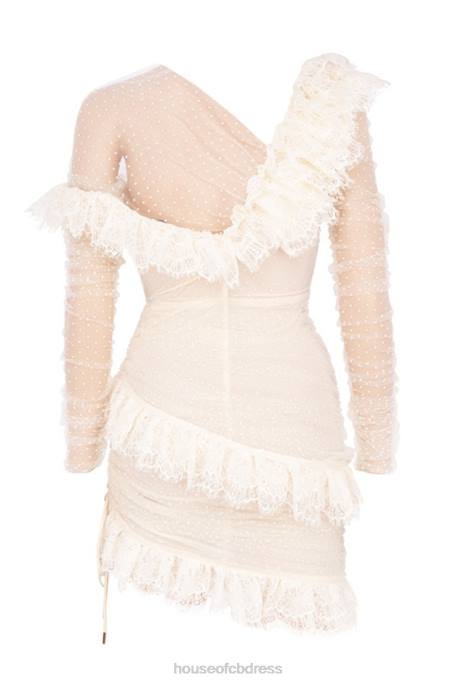 House of CB Sorrel Ivory Lace Frill Mini Dress Clothing 4H6N620