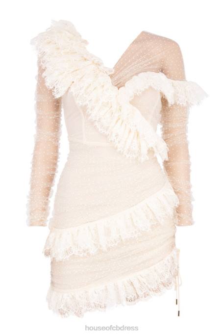House of CB Sorrel Ivory Lace Frill Mini Dress Clothing 4H6N620