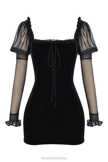 House of CB Syana Black Velvet Mini Dress Clothing 4H6N120