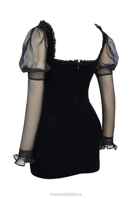 House of CB Syana Black Velvet Mini Dress Clothing 4H6N120
