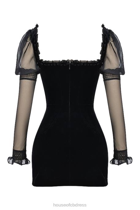 House of CB Syana Black Velvet Mini Dress Clothing 4H6N120