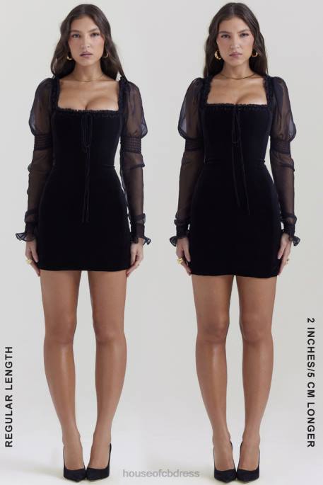 House of CB Syana Black Velvet Mini Dress Clothing 4H6N120