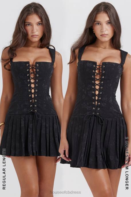 House of CB Talia Black Pleated Mini Dress Clothing 4H6N142