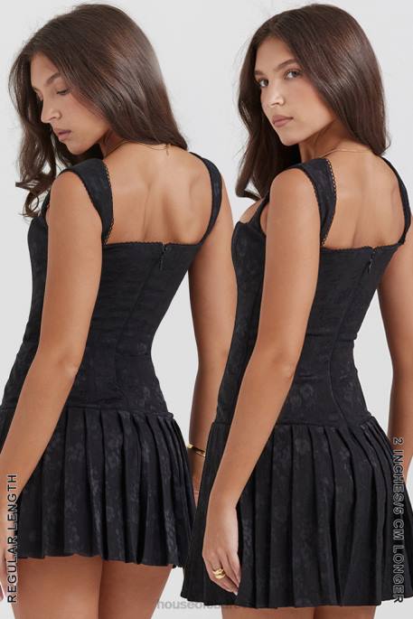House of CB Talia Black Pleated Mini Dress Clothing 4H6N142