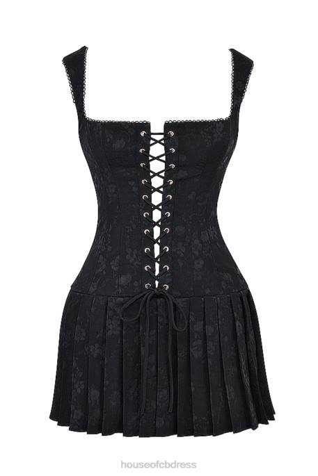 House of CB Talia Black Pleated Mini Dress Clothing 4H6N142