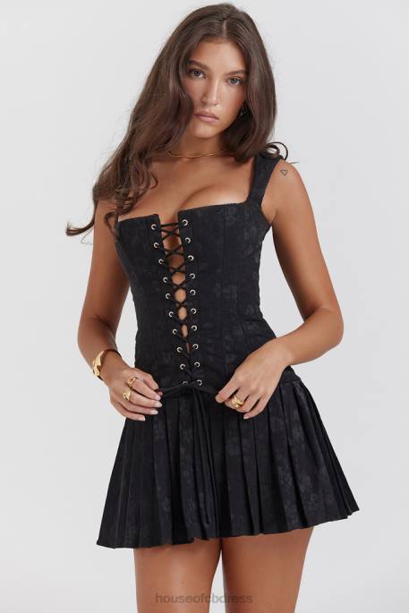 House of CB Talia Black Pleated Mini Dress Clothing 4H6N142