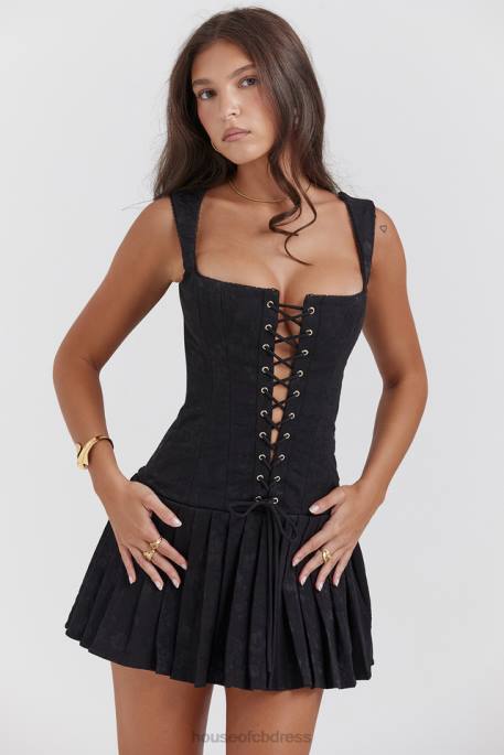 House of CB Talia Black Pleated Mini Dress Clothing 4H6N142