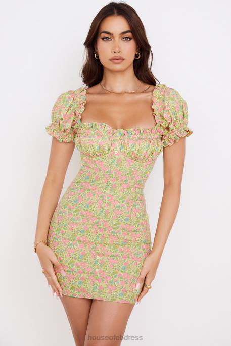 House of CB Tanaya Vintage Floral Puff Sleeve Mini Dress Clothing 4H6N538