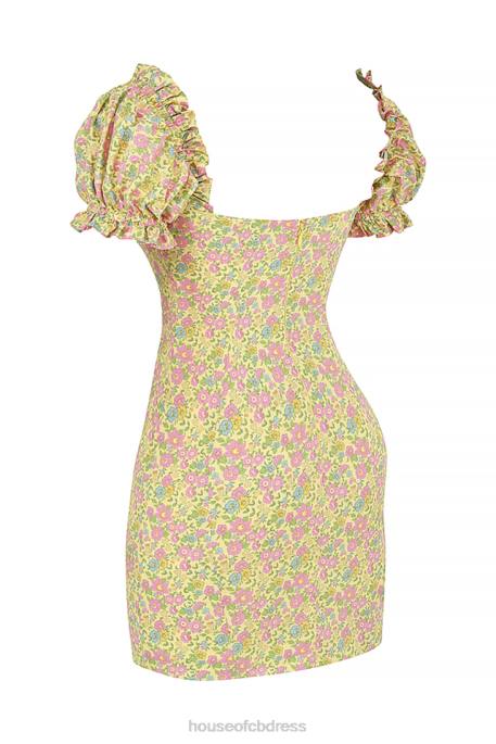 House of CB Tanaya Vintage Floral Puff Sleeve Mini Dress Clothing 4H6N538