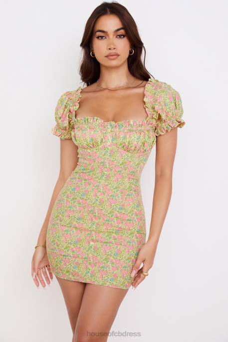 House of CB Tanaya Vintage Floral Puff Sleeve Mini Dress Clothing 4H6N538