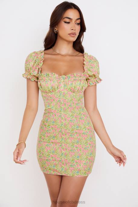 House of CB Tanaya Vintage Floral Puff Sleeve Mini Dress Clothing 4H6N538