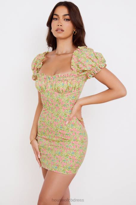 House of CB Tanaya Vintage Floral Puff Sleeve Mini Dress Clothing 4H6N538