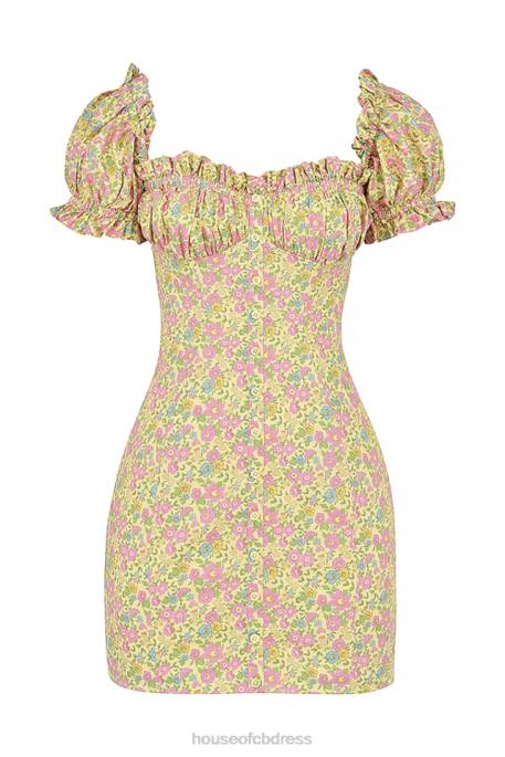 House of CB Tanaya Vintage Floral Puff Sleeve Mini Dress Clothing 4H6N538