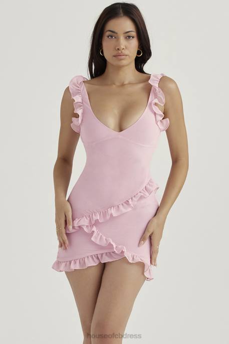 House of CB Tania Pink Quartz Ruffle Mini Dress Clothing 4H6N411