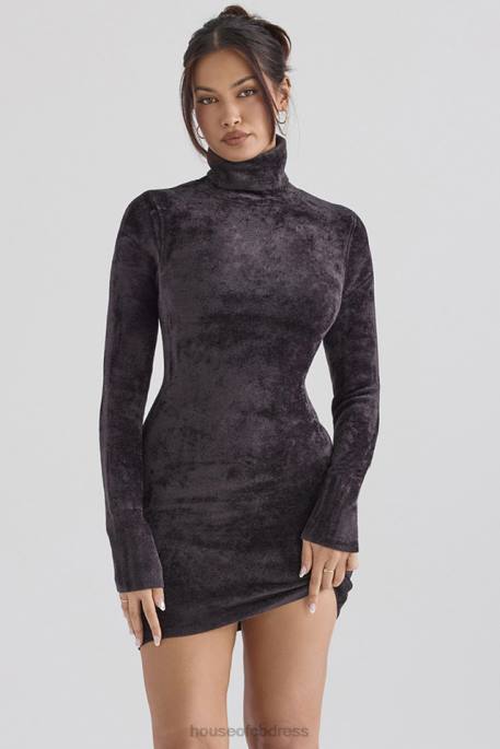 House of CB Taya Charcoal Chenille Mini Dress Clothing 4H6N314