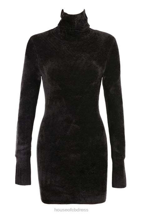 House of CB Taya Charcoal Chenille Mini Dress Clothing 4H6N314