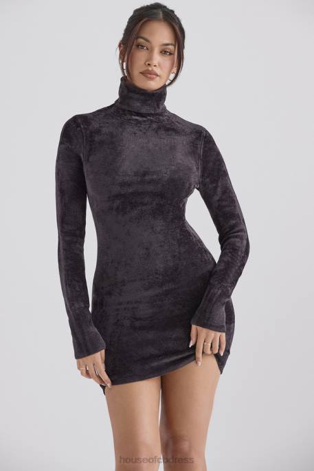 House of CB Taya Charcoal Chenille Mini Dress Clothing 4H6N314