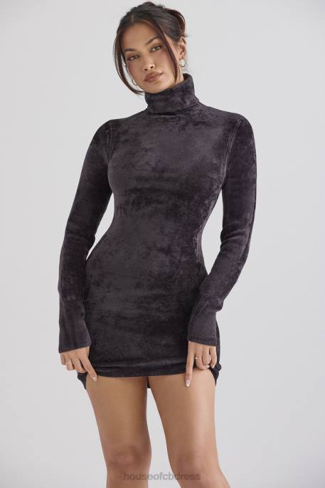 House of CB Taya Charcoal Chenille Mini Dress Clothing 4H6N314