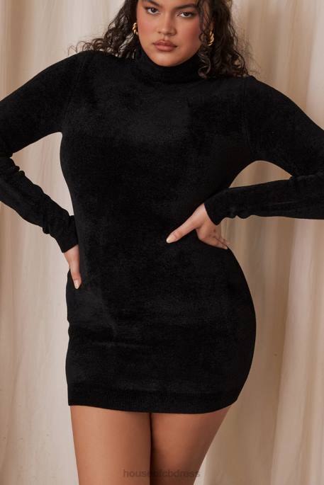 House of CB Taya Charcoal Chenille Mini Dress Clothing 4H6N314