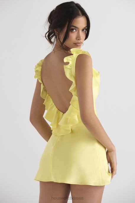 House of CB Tink Buttercup Satin Ruffle Mini Dress Clothing 4H6N443