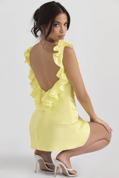 House of CB Tink Buttercup Satin Ruffle Mini Dress Clothing 4H6N443