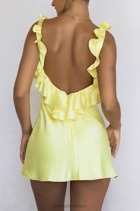 House of CB Tink Buttercup Satin Ruffle Mini Dress Clothing 4H6N443