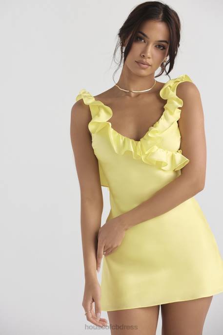 House of CB Tink Buttercup Satin Ruffle Mini Dress Clothing 4H6N443
