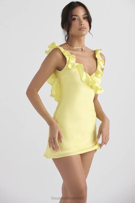 House of CB Tink Buttercup Satin Ruffle Mini Dress Clothing 4H6N443