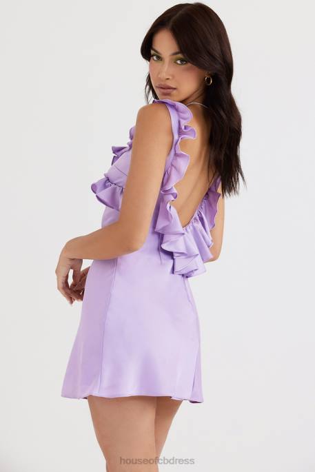 House of CB Tink Orchid Satin Ruffle Mini Dress Clothing 4H6N461