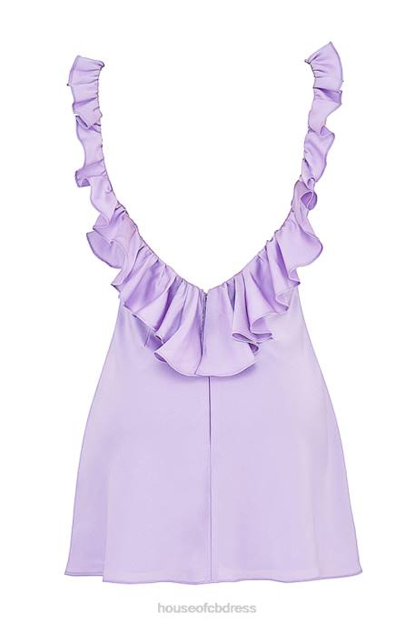 House of CB Tink Orchid Satin Ruffle Mini Dress Clothing 4H6N461