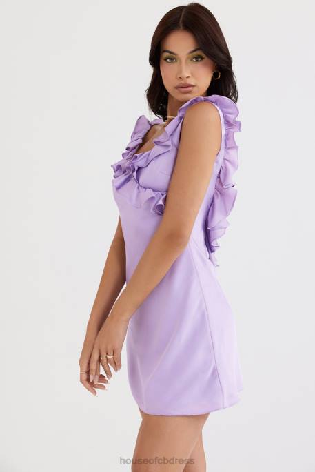 House of CB Tink Orchid Satin Ruffle Mini Dress Clothing 4H6N461