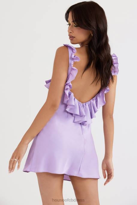 House of CB Tink Orchid Satin Ruffle Mini Dress Clothing 4H6N461