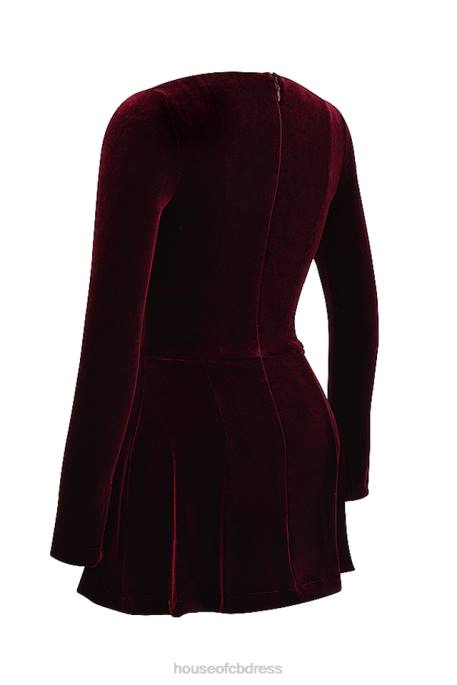 House of CB Veronica Black Cherry Pin Tuck Mini Dress Clothing 4H6N309