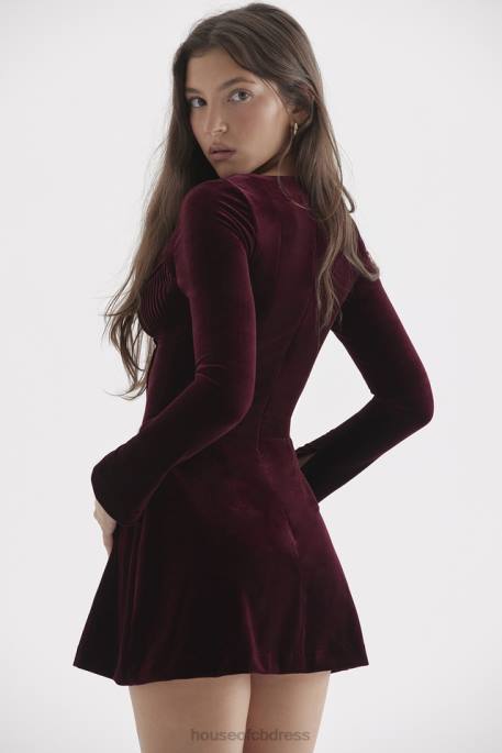 House of CB Veronica Black Cherry Pin Tuck Mini Dress Clothing 4H6N309