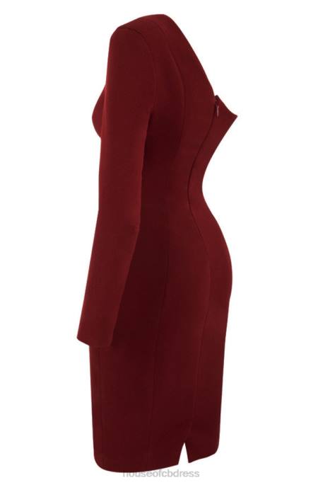 House of CB Caprice Wine One Shouldered Dress Clothing 4H6N624