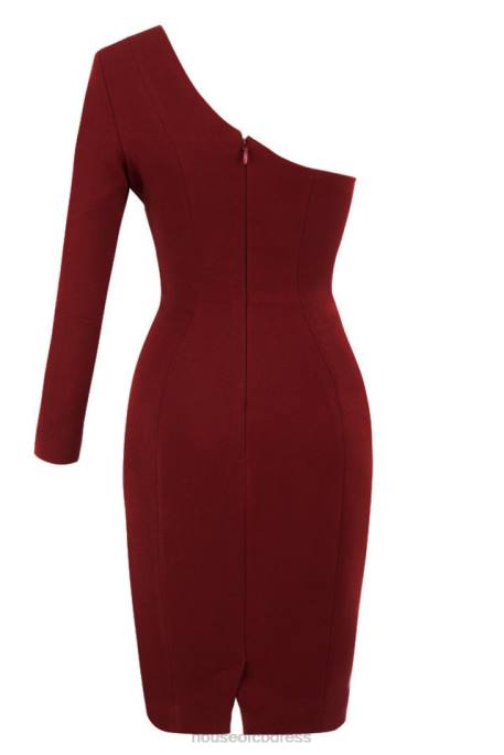 House of CB Caprice Wine One Shouldered Dress Clothing 4H6N624