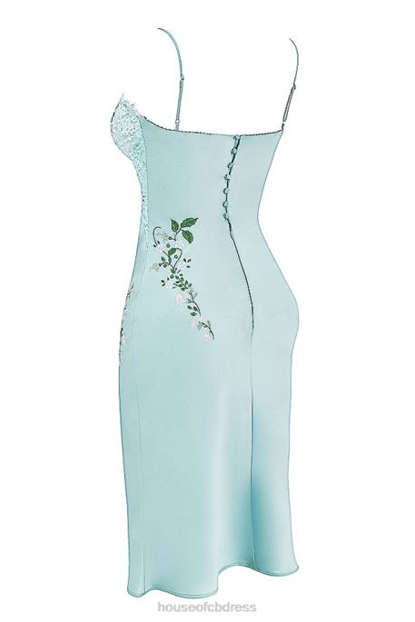 House of CB Fallon Light Jade Embroidered Slip Dress Clothing 4H6N240