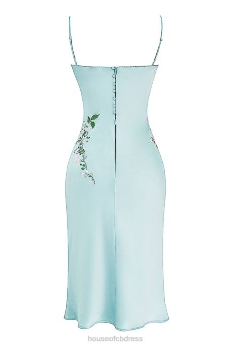 House of CB Fallon Light Jade Embroidered Slip Dress Clothing 4H6N240