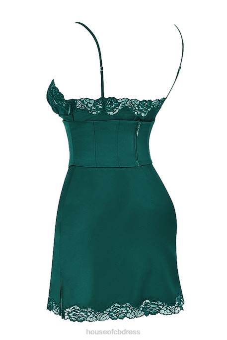House of CB Soraya Forest Satin Slip Dress Clothing 4H6N336
