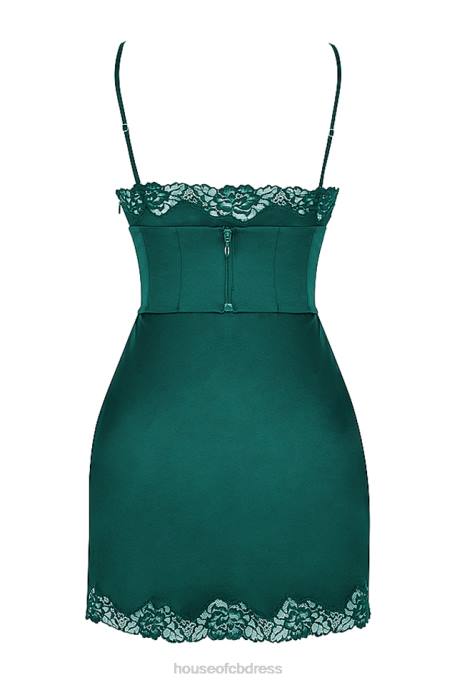 House of CB Soraya Forest Satin Slip Dress Clothing 4H6N336