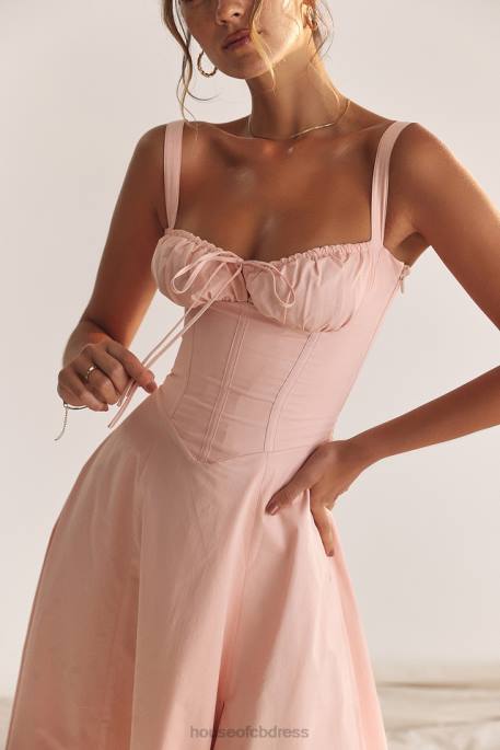 House of CB Carmen Baby Pink Bustier Sundress Clothing 4H6N196