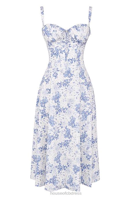 House of CB Carmen Blue Print Bustier Sundress Clothing 4H6N260