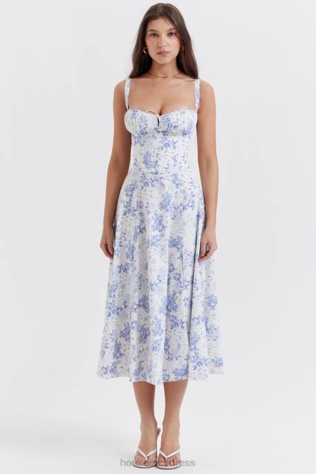 House of CB Carmen Blue Print Bustier Sundress Clothing 4H6N260