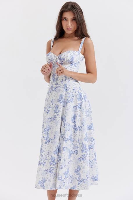 House of CB Carmen Blue Print Bustier Sundress Clothing 4H6N260