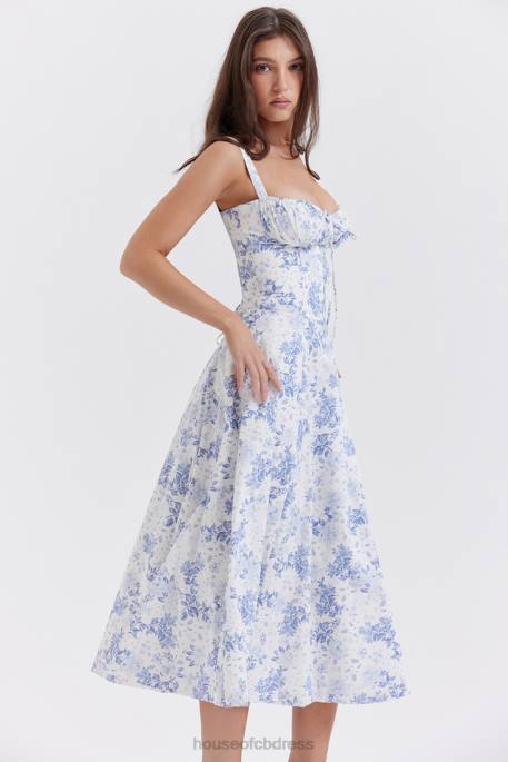 House of CB Carmen Blue Print Bustier Sundress Clothing 4H6N260