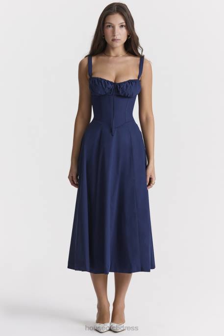 House of CB Carmen French Navy Bustier Sundress Clothing 4H6N286