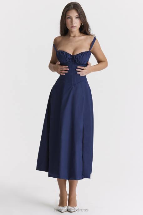 House of CB Carmen French Navy Bustier Sundress Clothing 4H6N286