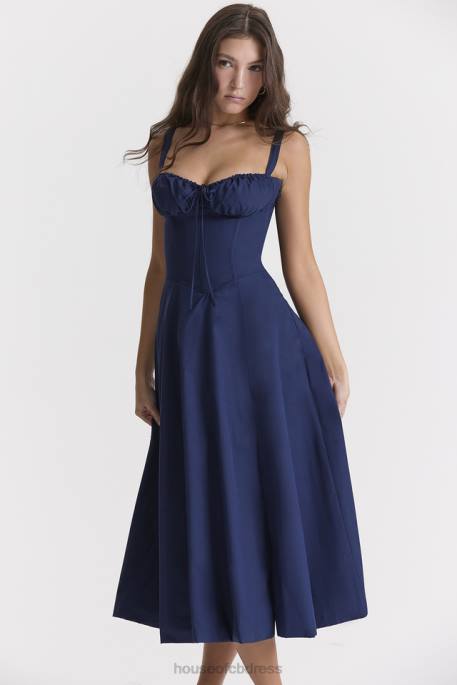 House of CB Carmen French Navy Bustier Sundress Clothing 4H6N286