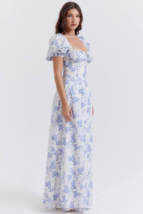 House of CB Felizia Blue Print Puff Sleeve Sundress Clothing 4H6N256